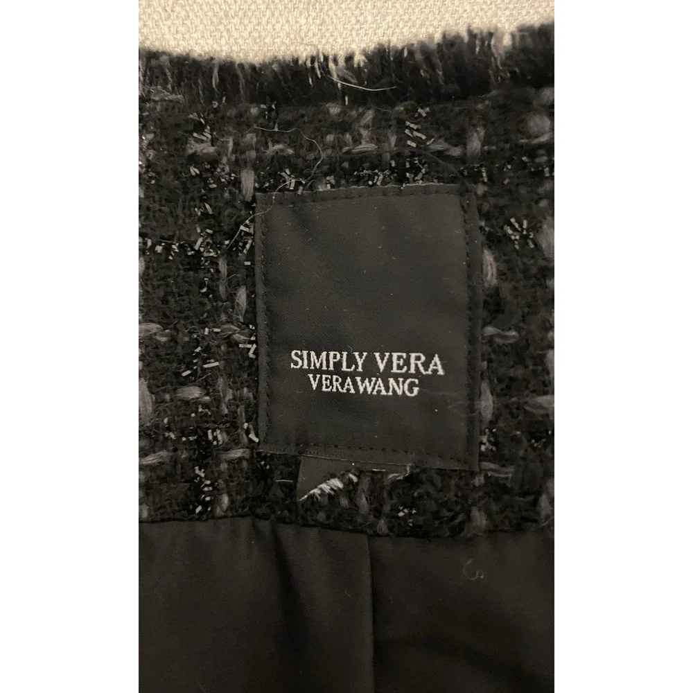 Simply Vera Vera Wang Dark Blazer Womens Size 2XL Black Tweed Office Academia